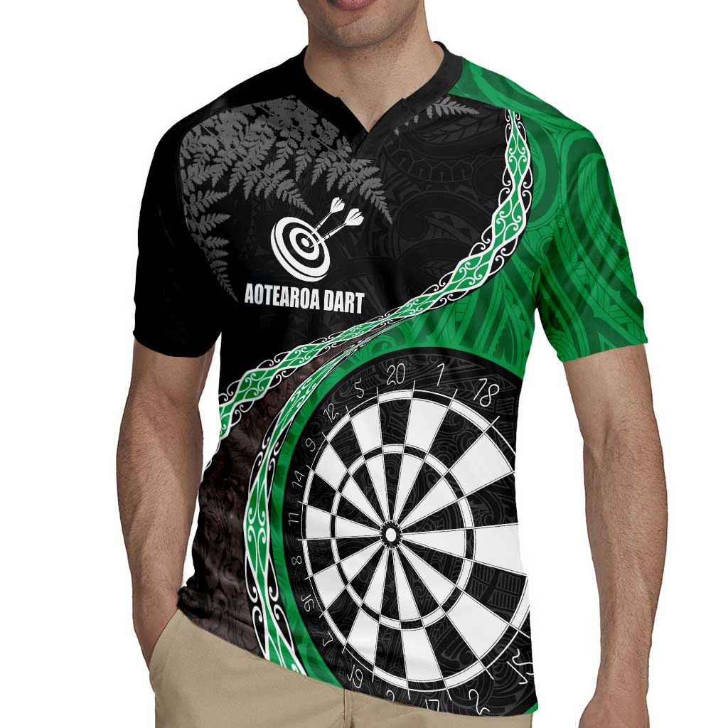Personalised New Zealand Darts Rugby Jersey Koru Tribal Tattoo and Silver Fern Maori Pattern Green Color