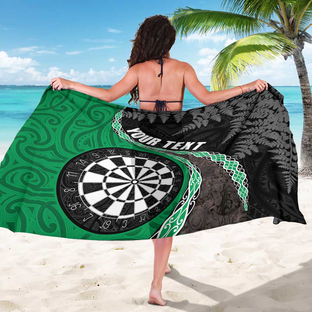 Personalised New Zealand Darts Sarong Koru Tribal Tattoo and Silver Fern Maori Pattern Green Color