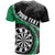 Personalised New Zealand Darts T Shirt Koru Tribal Tattoo and Silver Fern Maori Pattern Green Color