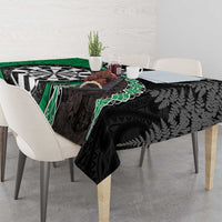Personalised New Zealand Darts Tablecloth Koru Tribal Tattoo and Silver Fern Maori Pattern Green Color