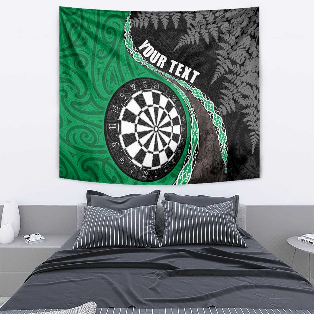 Personalised New Zealand Darts Tapestry Koru Tribal Tattoo and Silver Fern Maori Pattern Green Color LT03 - Polynesian Pride