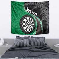 Personalised New Zealand Darts Tapestry Koru Tribal Tattoo and Silver Fern Maori Pattern Green Color LT03 - Polynesian Pride