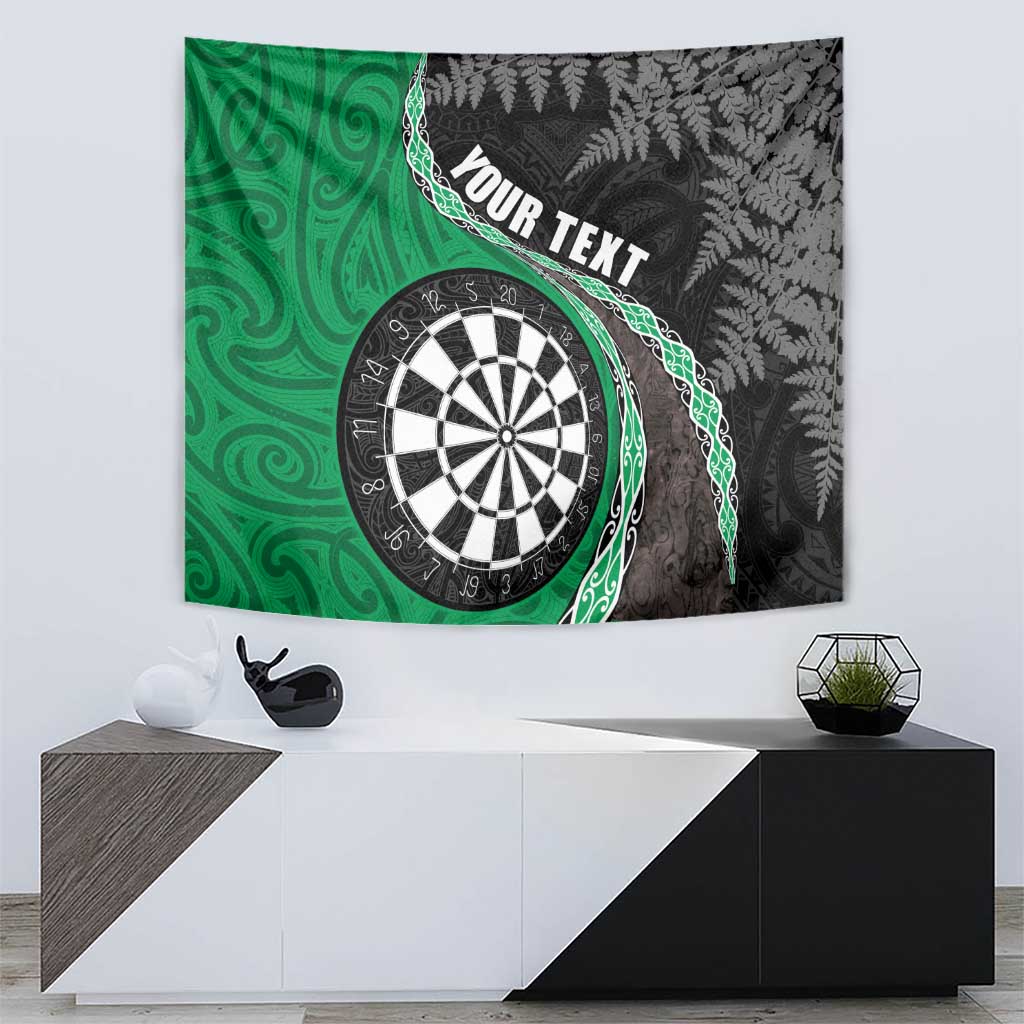 Personalised New Zealand Darts Tapestry Koru Tribal Tattoo and Silver Fern Maori Pattern Green Color LT03 - Polynesian Pride