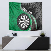Personalised New Zealand Darts Tapestry Koru Tribal Tattoo and Silver Fern Maori Pattern Green Color LT03 - Polynesian Pride