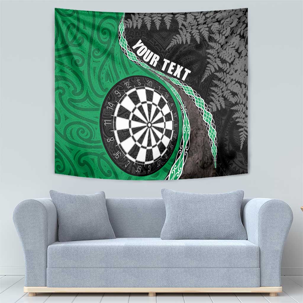 Personalised New Zealand Darts Tapestry Koru Tribal Tattoo and Silver Fern Maori Pattern Green Color LT03 - Polynesian Pride