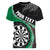 Personalised New Zealand Darts Women V-Neck T-Shirt Koru Tribal Tattoo and Silver Fern Maori Pattern Green Color