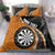 Personalised New Zealand Darts Bedding Set Koru Tribal Tattoo and Silver Fern Maori Pattern Orange Color