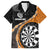 Personalised New Zealand Darts Family Matching Long Sleeve Bodycon Dress and Hawaiian Shirt Koru Tribal Tattoo and Silver Fern Maori Pattern Orange Color