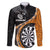 Personalised New Zealand Darts Family Matching Long Sleeve Bodycon Dress and Hawaiian Shirt Koru Tribal Tattoo and Silver Fern Maori Pattern Orange Color