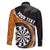 Personalised New Zealand Darts Family Matching Long Sleeve Bodycon Dress and Hawaiian Shirt Koru Tribal Tattoo and Silver Fern Maori Pattern Orange Color