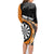 Personalised New Zealand Darts Family Matching Long Sleeve Bodycon Dress and Hawaiian Shirt Koru Tribal Tattoo and Silver Fern Maori Pattern Orange Color