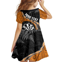Personalised New Zealand Darts Family Matching Off Shoulder Maxi Dress and Hawaiian Shirt Koru Tribal Tattoo and Silver Fern Maori Pattern Orange Color LT03 - Polynesian Pride
