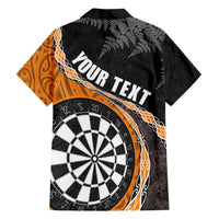 Personalised New Zealand Darts Family Matching Off Shoulder Maxi Dress and Hawaiian Shirt Koru Tribal Tattoo and Silver Fern Maori Pattern Orange Color LT03 - Polynesian Pride