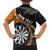 Personalised New Zealand Darts Family Matching Puletasi and Hawaiian Shirt Koru Tribal Tattoo and Silver Fern Maori Pattern Orange Color