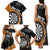 Personalised New Zealand Darts Family Matching Tank Maxi Dress and Hawaiian Shirt Koru Tribal Tattoo and Silver Fern Maori Pattern Orange Color