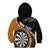 Personalised New Zealand Darts Kid Hoodie Koru Tribal Tattoo and Silver Fern Maori Pattern Orange Color