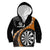 Personalised New Zealand Darts Kid Hoodie Koru Tribal Tattoo and Silver Fern Maori Pattern Orange Color