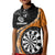 Personalised New Zealand Darts Kid Polo Shirt Koru Tribal Tattoo and Silver Fern Maori Pattern Orange Color