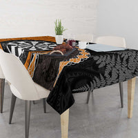 Personalised New Zealand Darts Tablecloth Koru Tribal Tattoo and Silver Fern Maori Pattern Orange Color