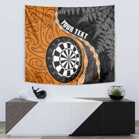 Personalised New Zealand Darts Tapestry Koru Tribal Tattoo and Silver Fern Maori Pattern Orange Color LT03 - Polynesian Pride