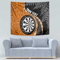 Personalised New Zealand Darts Tapestry Koru Tribal Tattoo and Silver Fern Maori Pattern Orange Color LT03 - Polynesian Pride