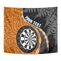 Personalised New Zealand Darts Tapestry Koru Tribal Tattoo and Silver Fern Maori Pattern Orange Color LT03 - Polynesian Pride