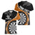 Personalised New Zealand Darts Women V-Neck T-Shirt Koru Tribal Tattoo and Silver Fern Maori Pattern Orange Color