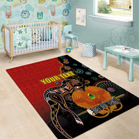 Personalised Papua New Guinea and Australia Together Area Rug Bird-of-paradise and Kangaroo with Aboriginal Pattern