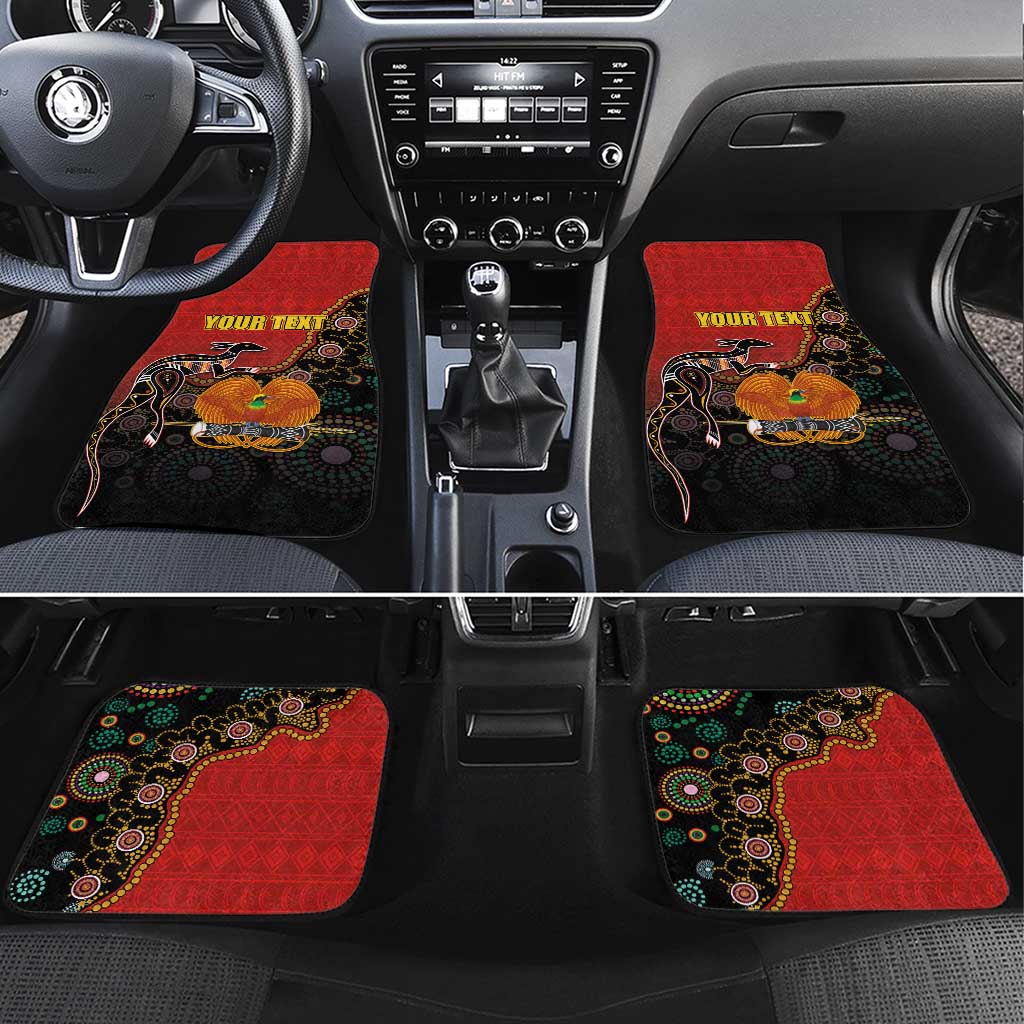 Personalised Papua New Guinea and Australia Together Car Mats Bird-of-paradise and Kangaroo with Aboriginal Pattern