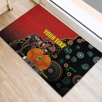 Personalised Papua New Guinea and Australia Together Rubber Doormat Bird-of-paradise and Kangaroo with Aboriginal Pattern