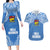 Hela Wigmen Rugby Couples Matching Long Sleeve Bodycon Dress and Hawaiian Shirt Papua New Guinea Polynesian Tattoo LT03 Blue - Polynesian Pride