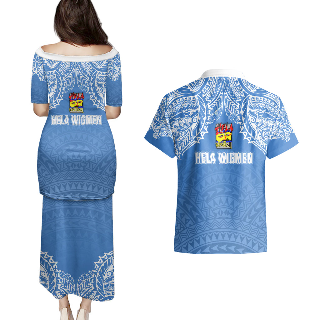 Hela Wigmen Rugby Couples Matching Puletasi Dress and Hawaiian Shirt Papua New Guinea Polynesian Tattoo LT03 - Polynesian Pride
