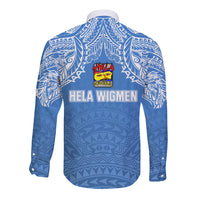 Hela Wigmen Rugby Long Sleeve Button Shirt Papua New Guinea Polynesian Tattoo LT03 - Polynesian Pride