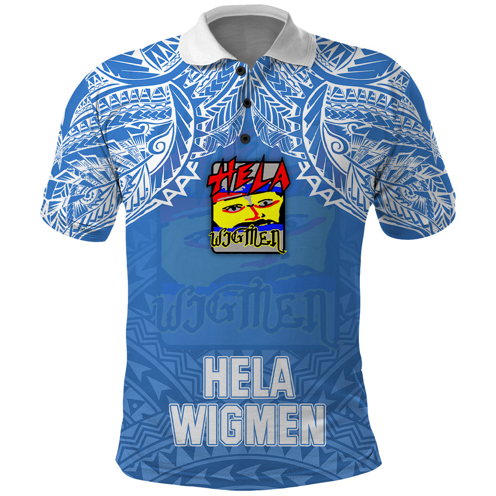 Hela Wigmen Rugby Polo Shirt Papua New Guinea Polynesian Tattoo LT03 Blue - Polynesian Pride