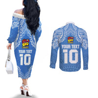 Custom Hela Wigmen Rugby Couples Matching Off The Shoulder Long Sleeve Dress and Long Sleeve Button Shirts Papua New Guinea Polynesian Tattoo LT03 - Polynesian Pride