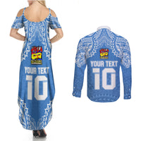 Custom Hela Wigmen Rugby Couples Matching Summer Maxi Dress and Long Sleeve Button Shirts Papua New Guinea Polynesian Tattoo LT03 - Polynesian Pride