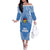 Custom Hela Wigmen Rugby Family Matching Off Shoulder Long Sleeve Dress and Hawaiian Shirt Papua New Guinea Polynesian Tattoo LT03 Mom's Dress Blue - Polynesian Pride