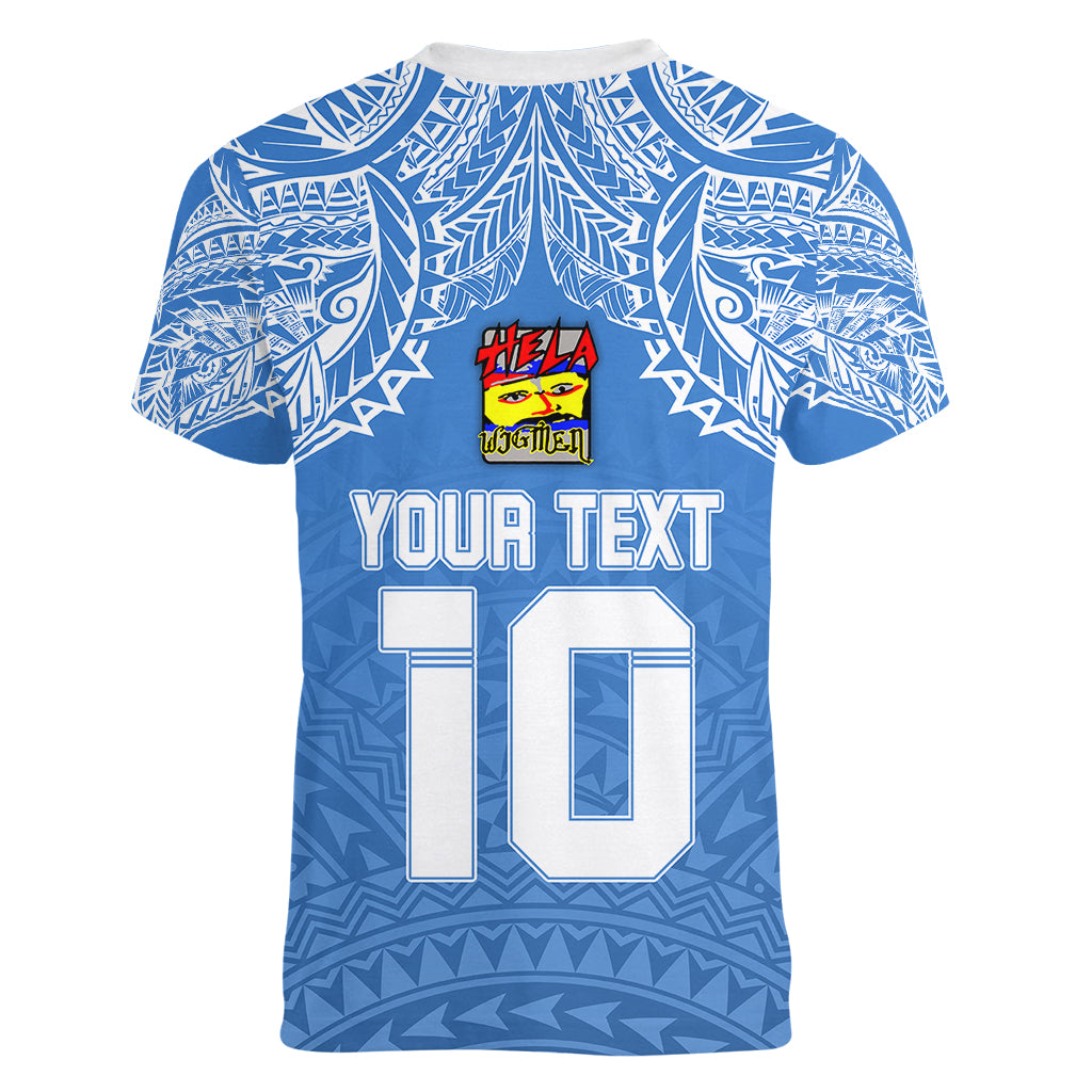 Custom Hela Wigmen Rugby Women V Neck T Shirt Papua New Guinea Polynesian Tattoo LT03 - Polynesian Pride