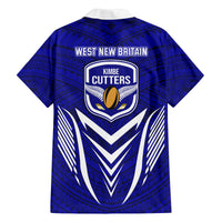 Kimbe Cutters Rugby Family Matching Off Shoulder Long Sleeve Dress and Hawaiian Shirt Papua New Guinea Polynesian Tattoo Blue Version LT03 - Polynesian Pride