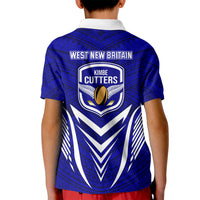 Kimbe Cutters Rugby Kid Polo Shirt Papua New Guinea Polynesian Tattoo Blue Version LT03 - Polynesian Pride