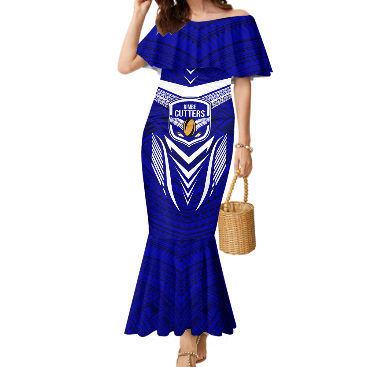 Kimbe Cutters Rugby Mermaid Dress Papua New Guinea Polynesian Tattoo Blue Version LT03 Women Blue - Polynesian Pride