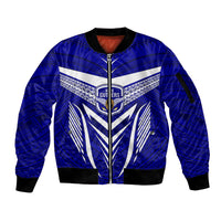 Kimbe Cutters Rugby Sleeve Zip Bomber Jacket Papua New Guinea Polynesian Tattoo Blue Version LT03 Unisex Blue - Polynesian Pride
