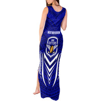 Kimbe Cutters Rugby Tank Maxi Dress Papua New Guinea Polynesian Tattoo Blue Version LT03 - Polynesian Pride