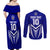 Custom Kimbe Cutters Rugby Couples Matching Off Shoulder Maxi Dress and Long Sleeve Button Shirts Papua New Guinea Polynesian Tattoo Blue Version LT03 - Polynesian Pride