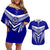 Custom Kimbe Cutters Rugby Couples Matching Off Shoulder Short Dress and Hawaiian Shirt Papua New Guinea Polynesian Tattoo Blue Version LT03 Blue - Polynesian Pride