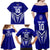 Custom Kimbe Cutters Rugby Family Matching Off Shoulder Maxi Dress and Hawaiian Shirt Papua New Guinea Polynesian Tattoo Blue Version LT03 - Polynesian Pride