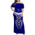 Custom Kimbe Cutters Rugby Family Matching Off Shoulder Maxi Dress and Hawaiian Shirt Papua New Guinea Polynesian Tattoo Blue Version LT03 Mom's Dress Blue - Polynesian Pride