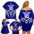 Custom Kimbe Cutters Rugby Family Matching Off Shoulder Short Dress and Hawaiian Shirt Papua New Guinea Polynesian Tattoo Blue Version LT03 - Polynesian Pride