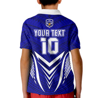 Custom Kimbe Cutters Rugby Kid Polo Shirt Papua New Guinea Polynesian Tattoo Blue Version LT03 - Polynesian Pride