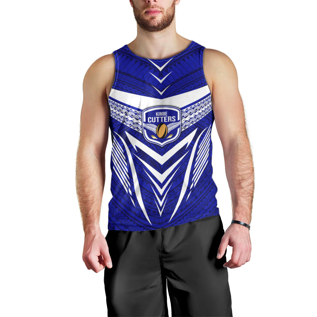 Custom Kimbe Cutters Rugby Men Tank Top Papua New Guinea Polynesian Tattoo Blue Version LT03 - Polynesian Pride